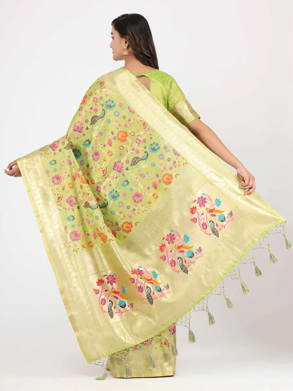 Parrot_Green_Paithani_Weaving_Designer_Pallu_Kanjeevarm_Silk_Saree