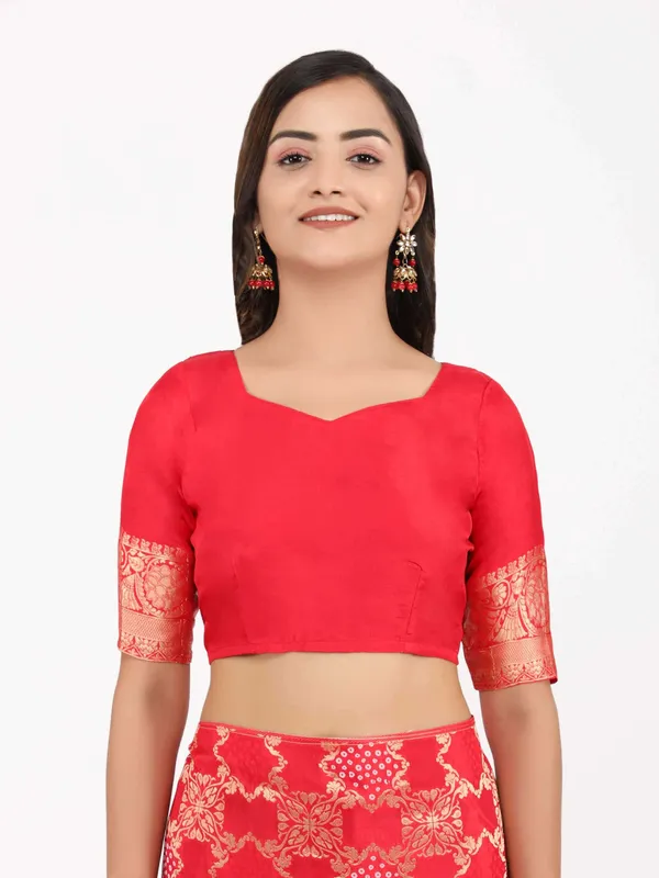 Red_Beautiful_Bandhani_Weaving_Pallu_Designer_Saree