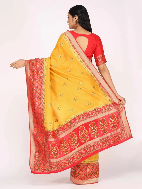 Mustard_By_Red_Viscose_Silk_Weaving_Patola_Style_Beautiful_Designer_Saree