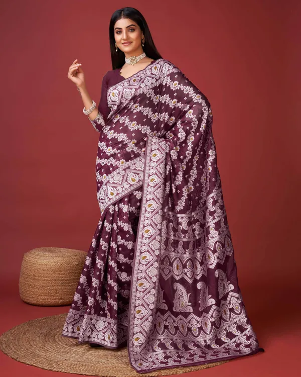 Wine_Beautiful_Heavy_Jacquard_Work_Rich_Pallu_Saree