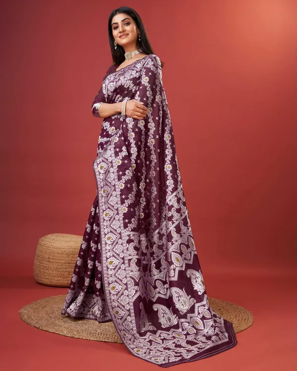 Wine_Beautiful_Heavy_Jacquard_Work_Rich_Pallu_Saree