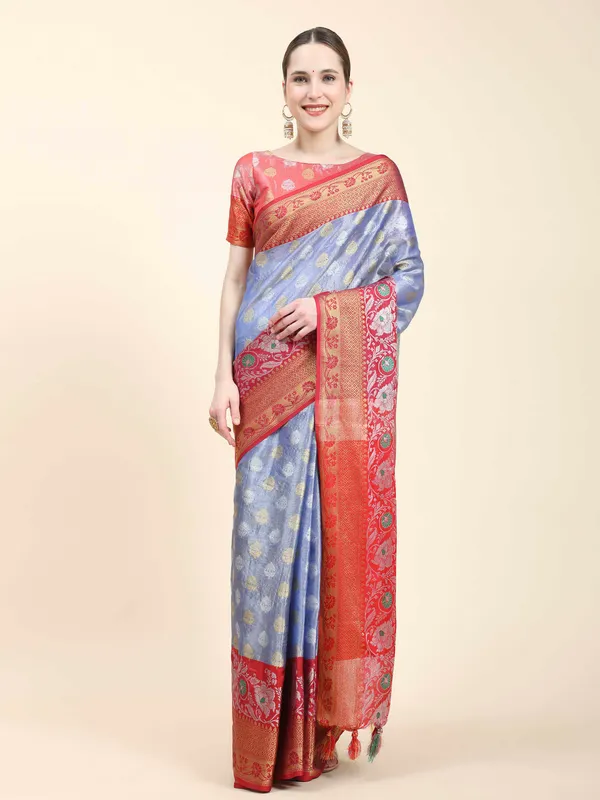 Blue_Red_Soft_Banarasi_Tussar_Silk_With_Beautiful_Gold_Zari_Weaving_With_Rich_Pallu_Saree