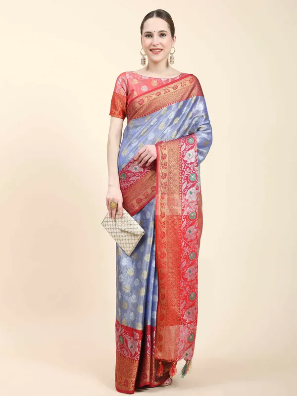Blue_Red_Soft_Banarasi_Tussar_Silk_With_Beautiful_Gold_Zari_Weaving_With_Rich_Pallu_Saree