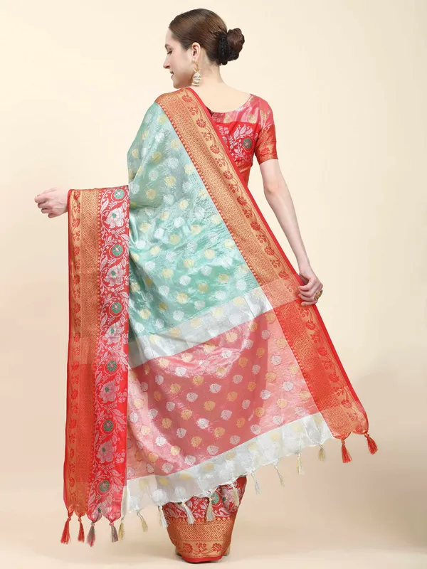 Green_Red_Soft_Banarasi_Tussar_Silk_With_Beautiful_Gold_Zari_Weaving_With_Rich_Pallu_Saree