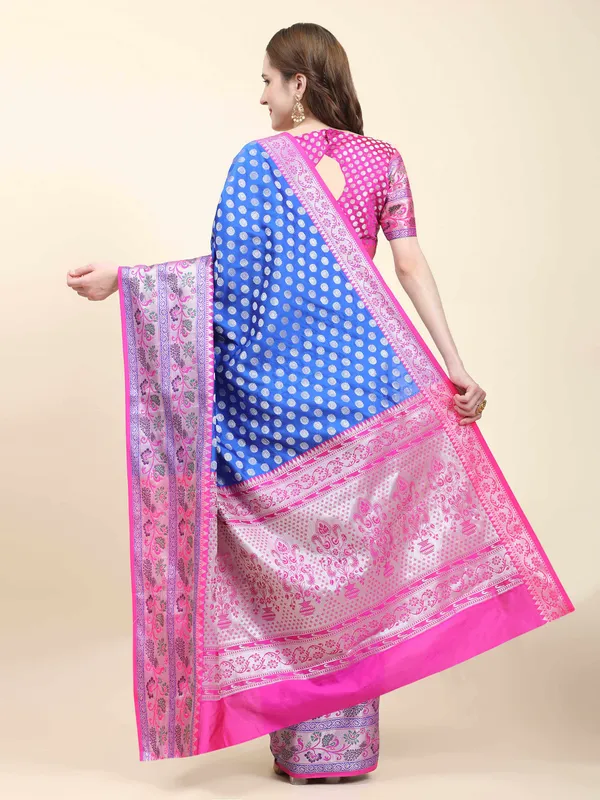Royal_Blue_Pink_Pure_Handloom_Kanchipuram_Silk_With_Antique_Real_Silver_Zari_Weaving_Saree