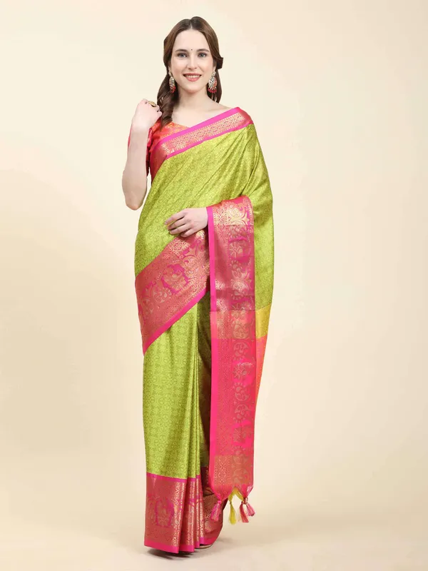 Lemon_Pink_Soft_Silk_With_Attractive_Contrast_Dual_Tone_Jari_Border_Saree