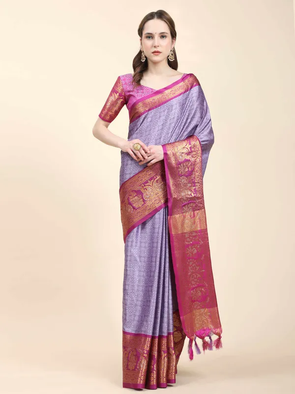 Lavender_Pink_Soft_Silk_With_Attractive_Contrast_Dual_Tone_Jari_Border_Saree