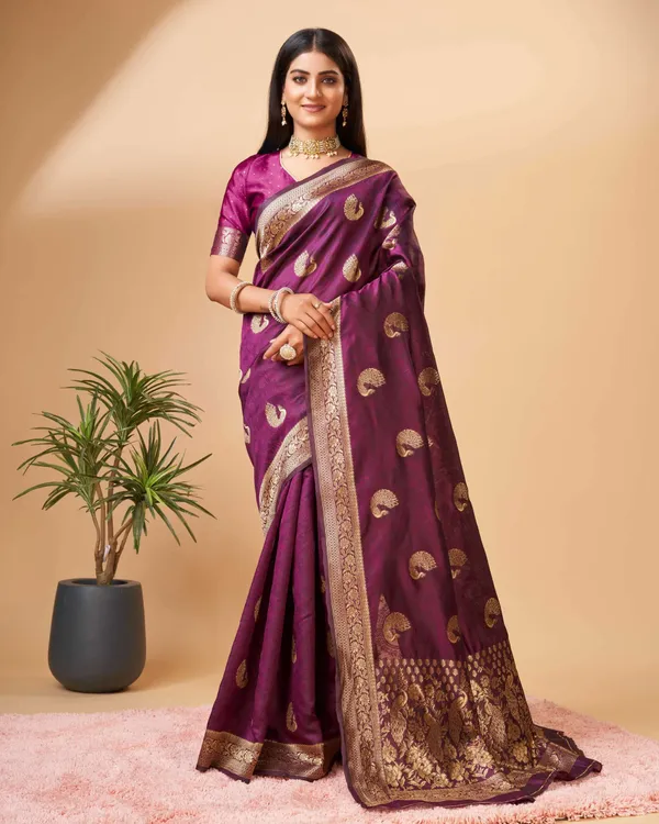 Wine_Beautiful_Rich_Pallu_&_Jacquard_Self_Weaving_Work_Saree