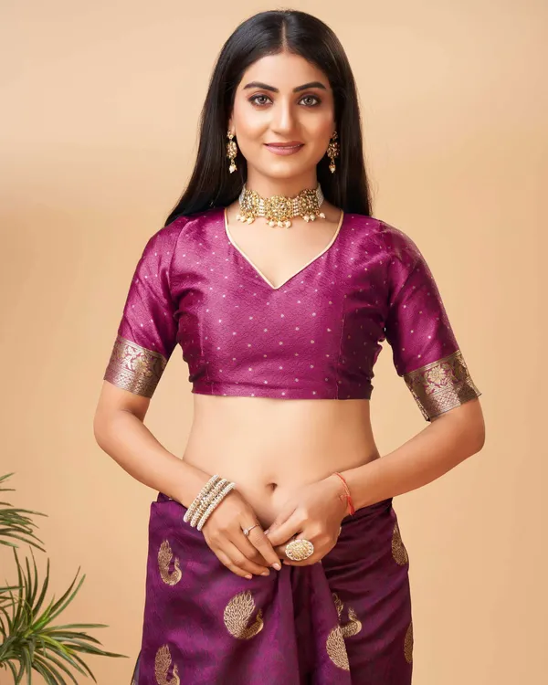 Wine_Beautiful_Rich_Pallu_&_Jacquard_Self_Weaving_Work_Saree