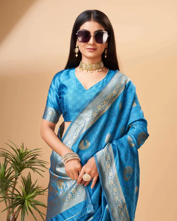 Sky_Blue_Jacquard_Self-Weaving_Saree_with_Rich_Pallu