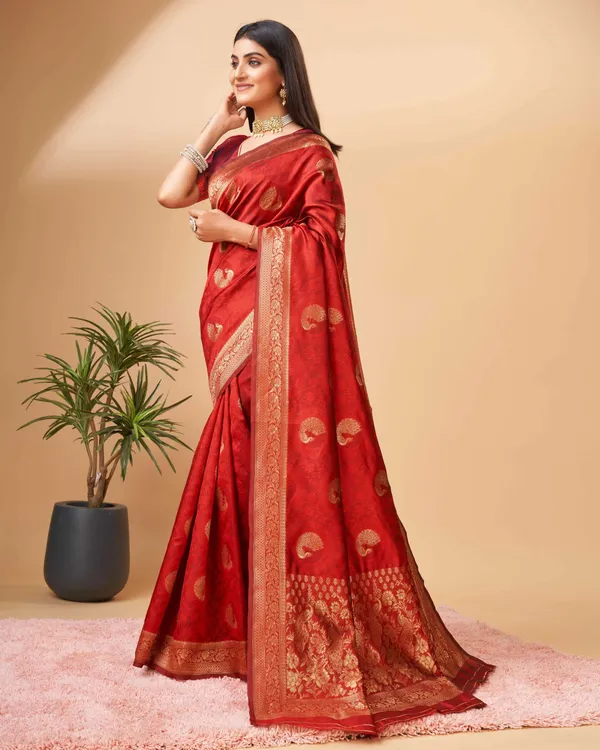 Red_Beautiful_Rich_Pallu_&_Jacquard_Self_Weaving_Work_Saree