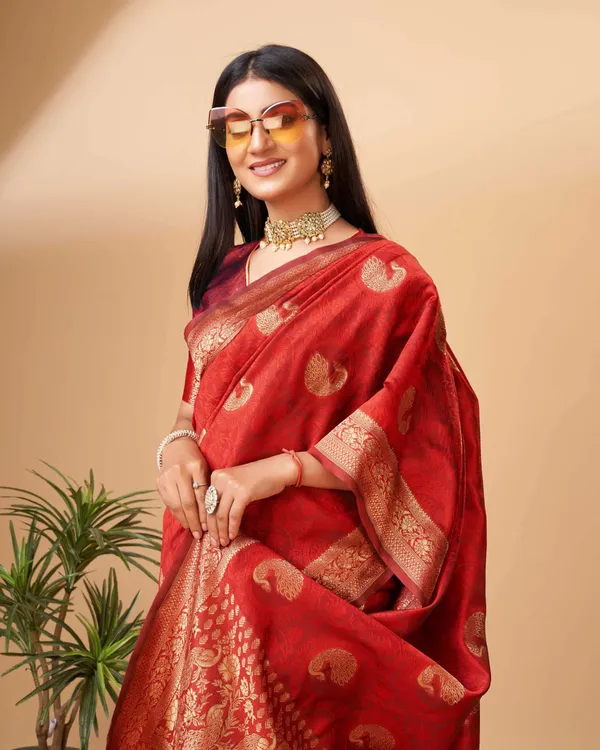 Red_Beautiful_Rich_Pallu_&_Jacquard_Self_Weaving_Work_Saree