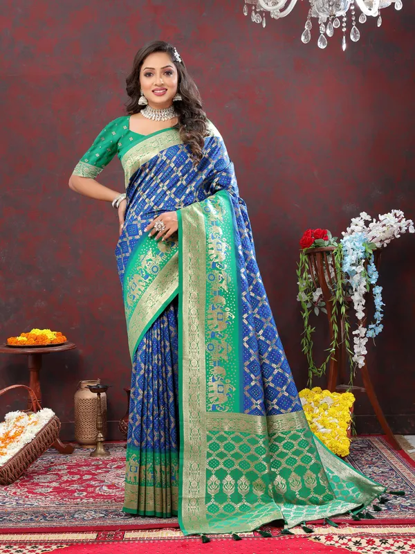 Blue_Soft_Patola_Silk_With_Meenakari_Weaving_Motifs_And_Rich_Zari_Weaving_Pallu_Saree