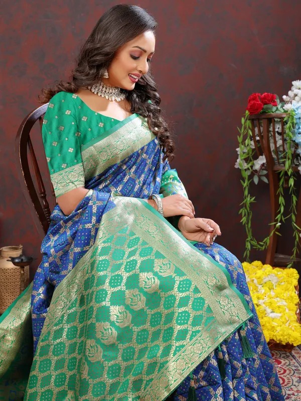 Blue_Soft_Patola_Silk_With_Meenakari_Weaving_Motifs_And_Rich_Zari_Weaving_Pallu_Saree