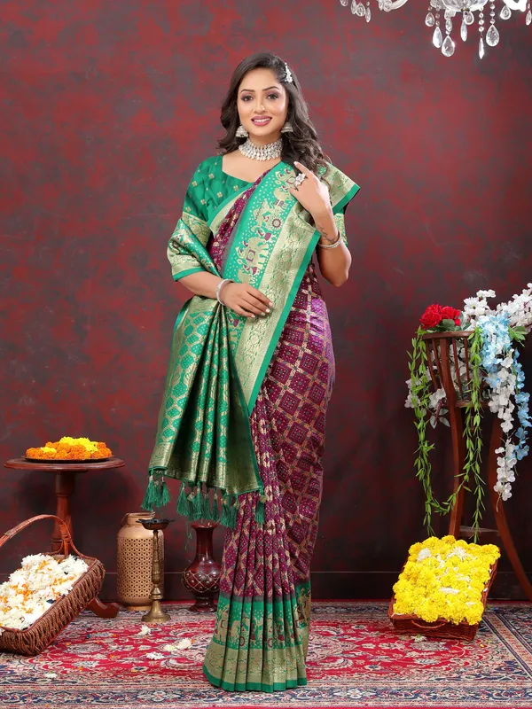 Maroon_Soft_Patola_Silk_With_Meenakari_Weaving_Motifs_And_Rich_Zari_Weaving_Pallu_Saree
