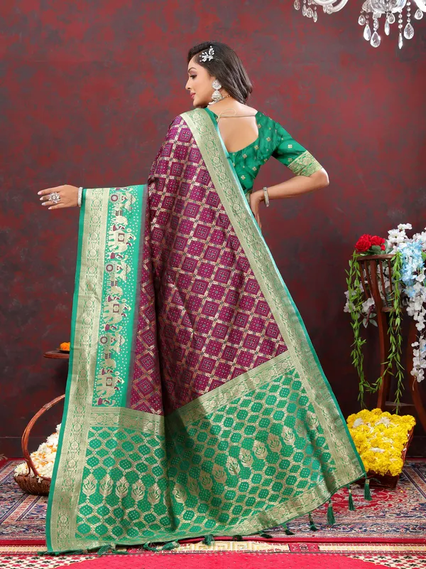 Maroon_Soft_Patola_Silk_With_Meenakari_Weaving_Motifs_And_Rich_Zari_Weaving_Pallu_Saree