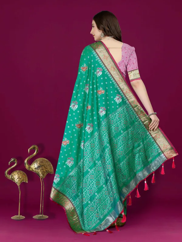 Green_Soft_Patola_Silk_With_Meenakari_Zari_Weaving_Motifs_And_Rich_Zari_Weaving_Pallu_Saree