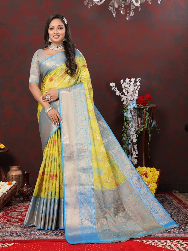 Yellow_Soft_Cotton_With_Meenakari_Weaving_Design_Border_Saree