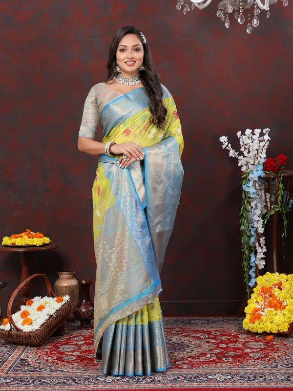 Yellow_Soft_Cotton_With_Meenakari_Weaving_Design_Border_Saree