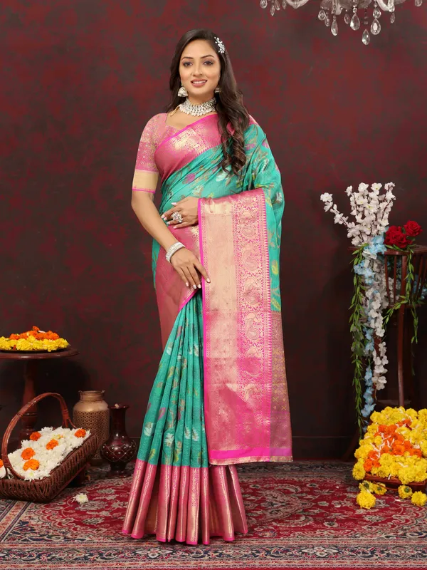 Sky_Blue_Soft_Cotton__Saree_With_Meenakari_Weaving_Design
