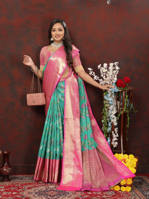 Sky_Blue_Soft_Cotton__Saree_With_Meenakari_Weaving_Design
