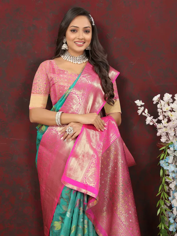 Sky_Blue_Soft_Cotton__Saree_With_Meenakari_Weaving_Design