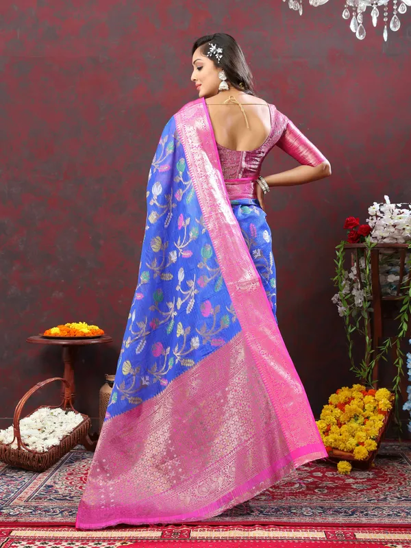 Blue_Soft_Cotton_With_Meenakari_Weaving_Design_Border_Saree