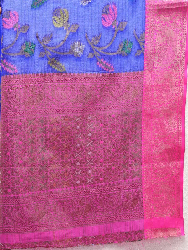 Blue_Soft_Cotton_With_Meenakari_Weaving_Design_Border_Saree