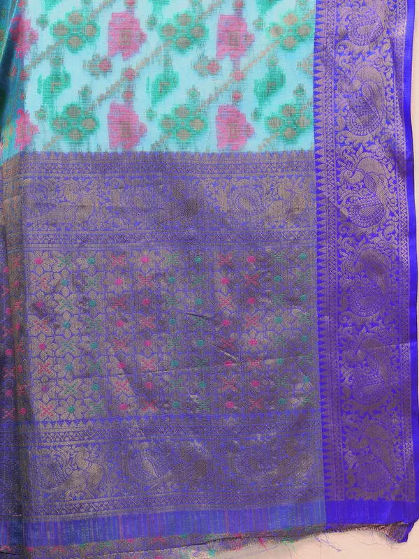 Sky_Blue_Soft_Cotton_With_Meenakari_Weaving_Design_Border_Saree