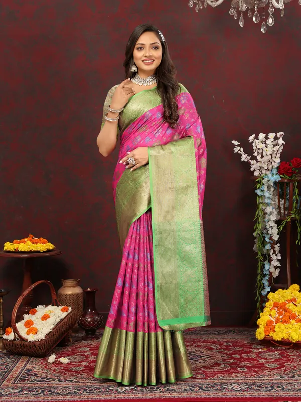 Pink_Soft_Cotton_With_Meenakari_Weaving_Design_Border_Saree