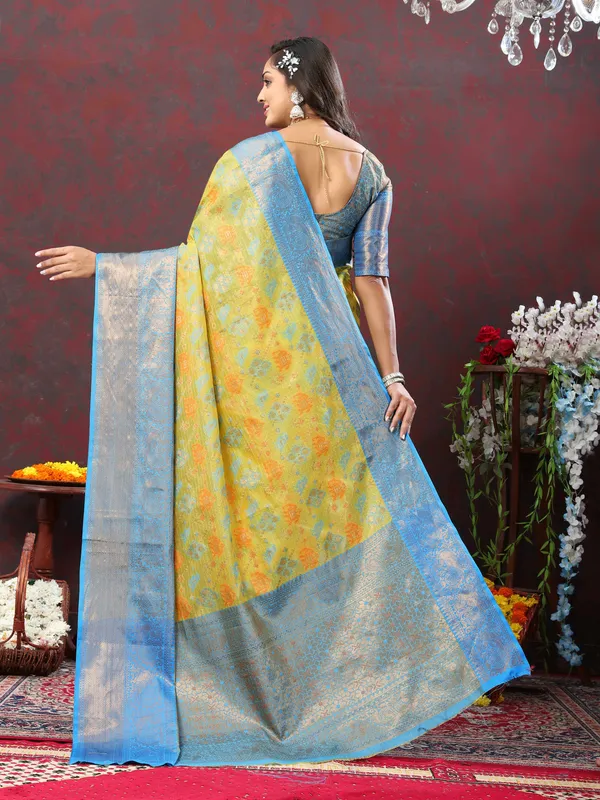 Yellow_Soft_Cotton_With_Meenakari_Weaving_Design_Border_Saree