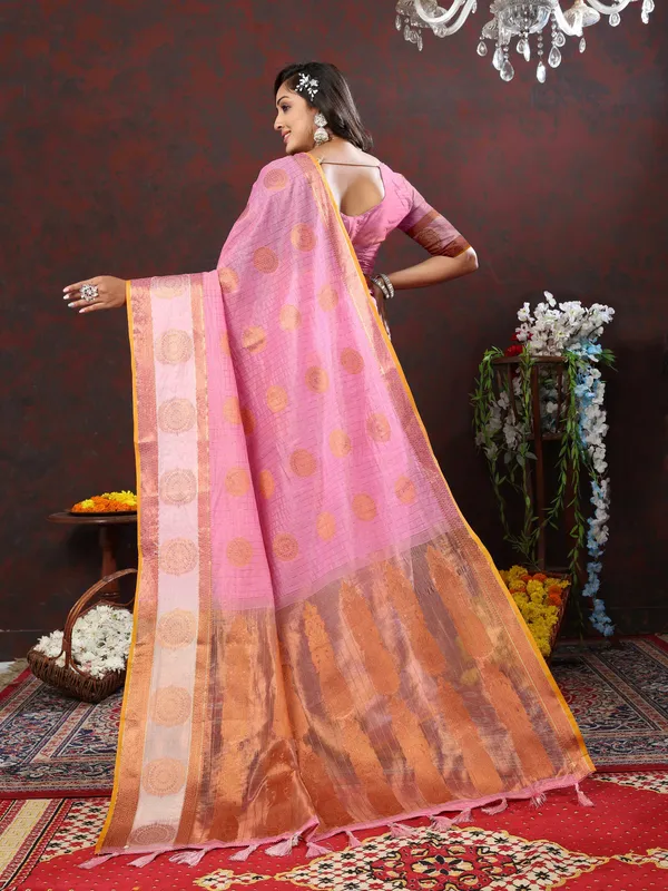 Pink_Soft_Cotton_With_Zari_Weaving_Design_And_Rich_Zari_Weaving_Pallu_Saree