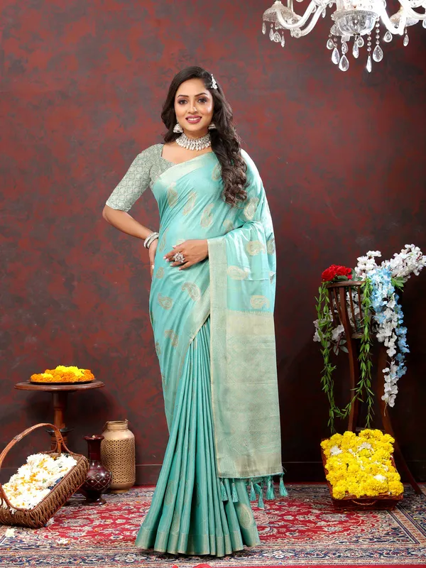 Sky_Blue_Soft_Cotton_With_Zari_Weaving_Design_And_Rich_Zari_Weaving_Pallu_Saree