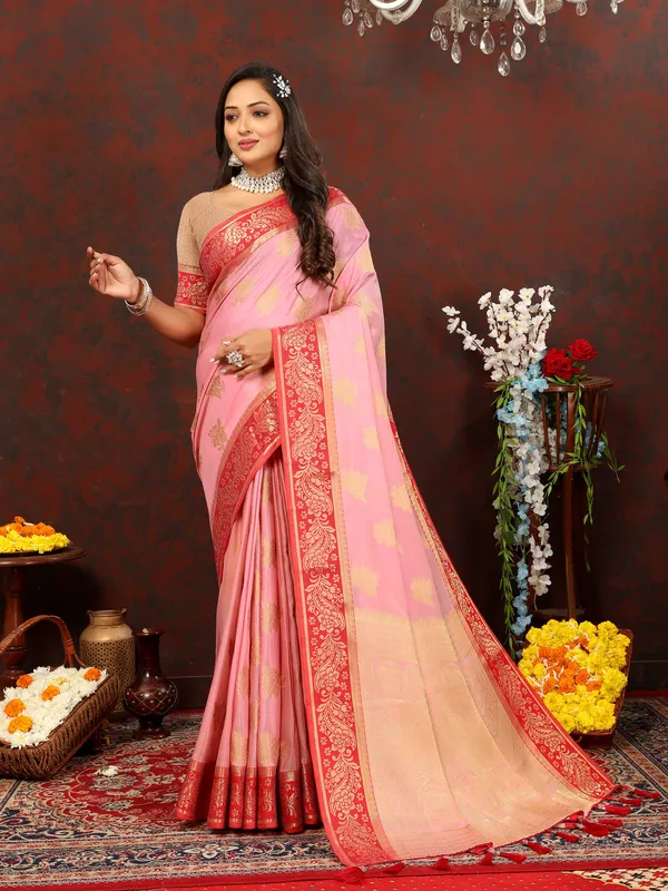 Pink_Soft_Cotton_With_Zari_Weaving_Design_And_Rich_Zari_Weaving_Pallu_Saree