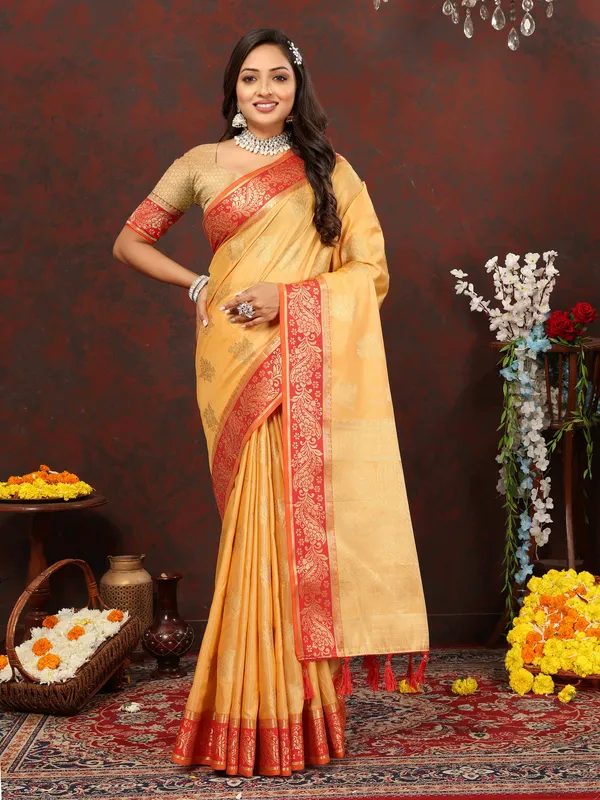 Yellow_Soft_Cotton_With_Zari_Weaving_Design_And_Rich_Zari_Weaving_Pallu_Saree