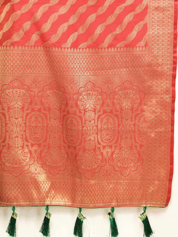 Red_Soft_Silk_With_Gold_Zari_Weaving_Lehriya_Design_And_Rich_Zari_Weaving_Pallu_Weaving_Border_Saree