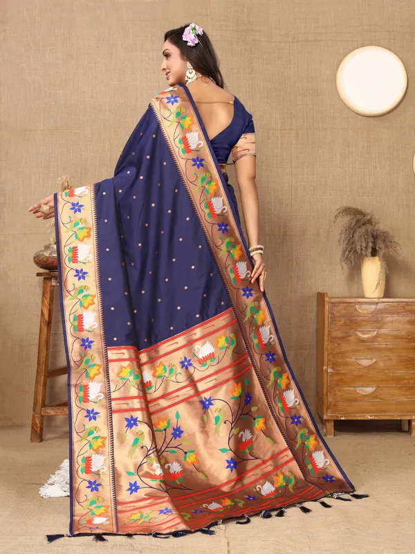 Navy_Blue_Soft_Paithani_Silk_With_Meenakari_Weaving_Design_And_Rich_Meenakari_Weaving_Pallu_Saree