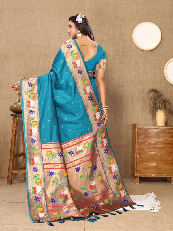 Sky_Blue_Soft_Paithani_Silk_With_Meenakari_Weaving_Design_And_Rich_Meenakari_Weaving_Pallu_Saree