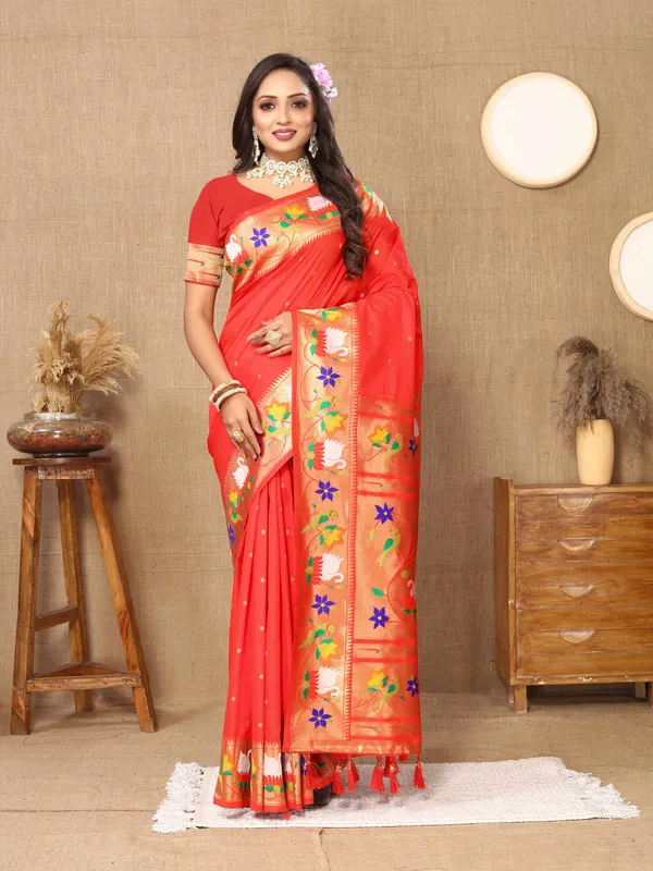 Red_Soft_Paithani_Silk_With_Meenakari_Weaving_Design_And_Rich_Meenakari_Weaving_Pallu_Saree