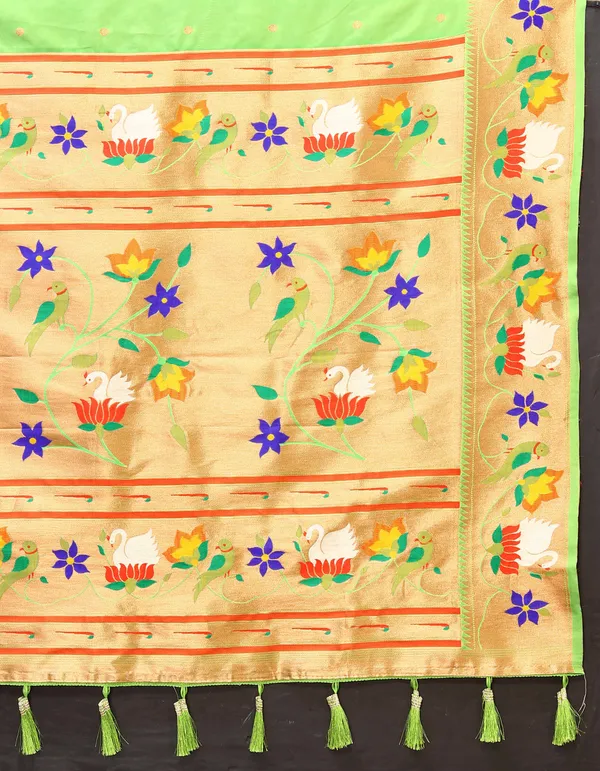 Parrot_Green_Soft_Paithani_Silk_With_Meenakari_Weaving_Design_And_Rich_Meenakari_Weaving_Pallu_Saree