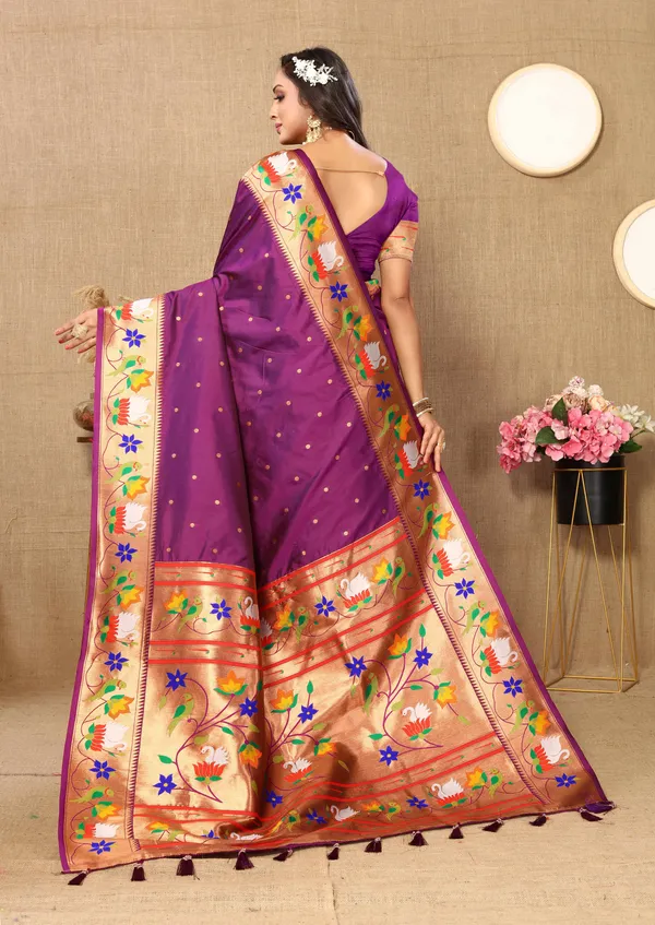 Majenta_Soft_Paithani_Silk_With_Meenakari_Weaving_Design_Pallu_Saree
