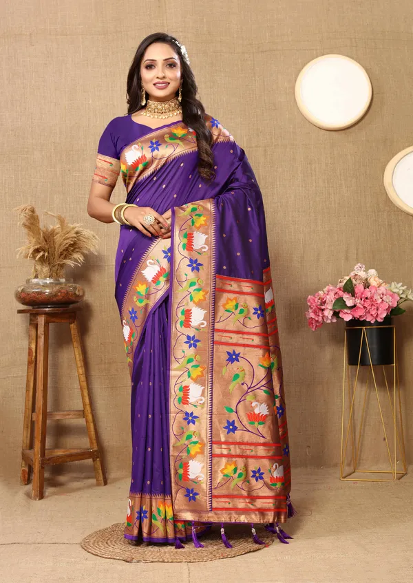 Blue_Soft_Paithani_Silk_With_Meenakari_Weaving_Design_And_Rich_Meenakari_Weaving_Pallu_Saree
