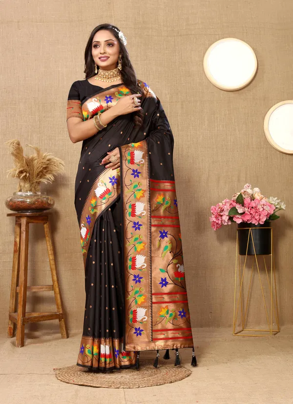 Black_Soft_Paithani_Silk_With_Meenakari_Weaving_Design_And_Rich_Meenakari_Weaving_Pallu_Saree