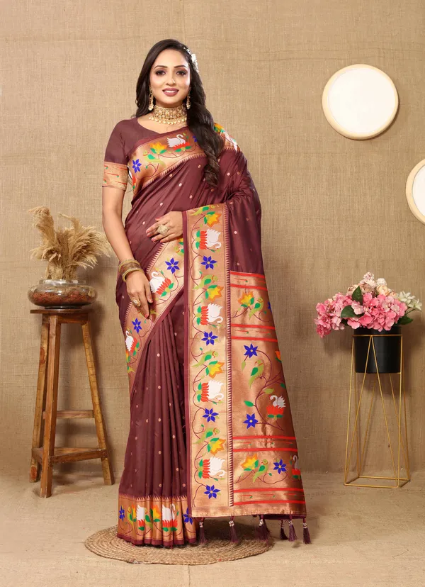 Coffee_Brown_Soft_Paithani_Silk_With_Meenakari_Weaving_Design_And_Rich_Meenakari_Weaving_Pallu_Saree