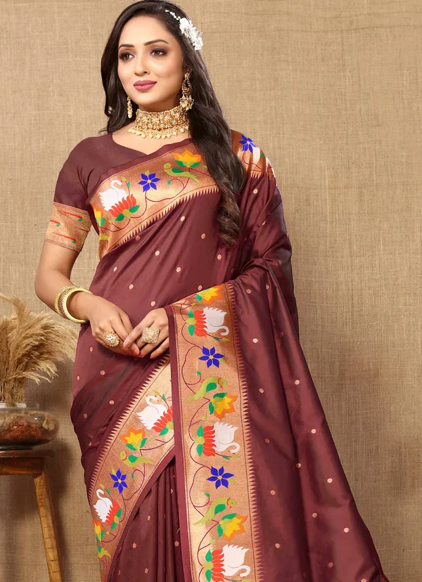 Coffee_Brown_Soft_Paithani_Silk_With_Meenakari_Weaving_Design_And_Rich_Meenakari_Weaving_Pallu_Saree