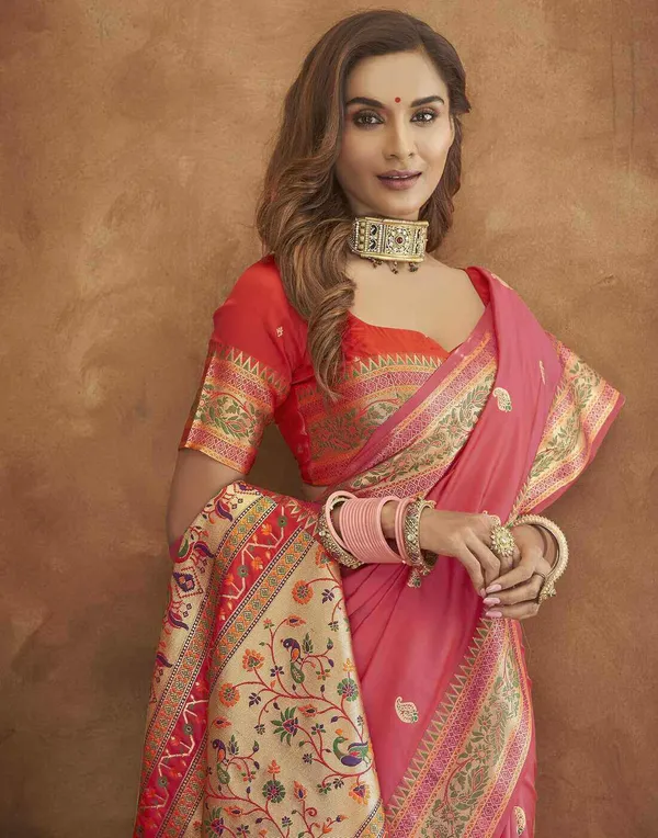 Pink_Soft_Paithani_Silk_With_Meenakari_Weaving_Design_And_Rich_Meenakari_Weaving_Pallu_Saree