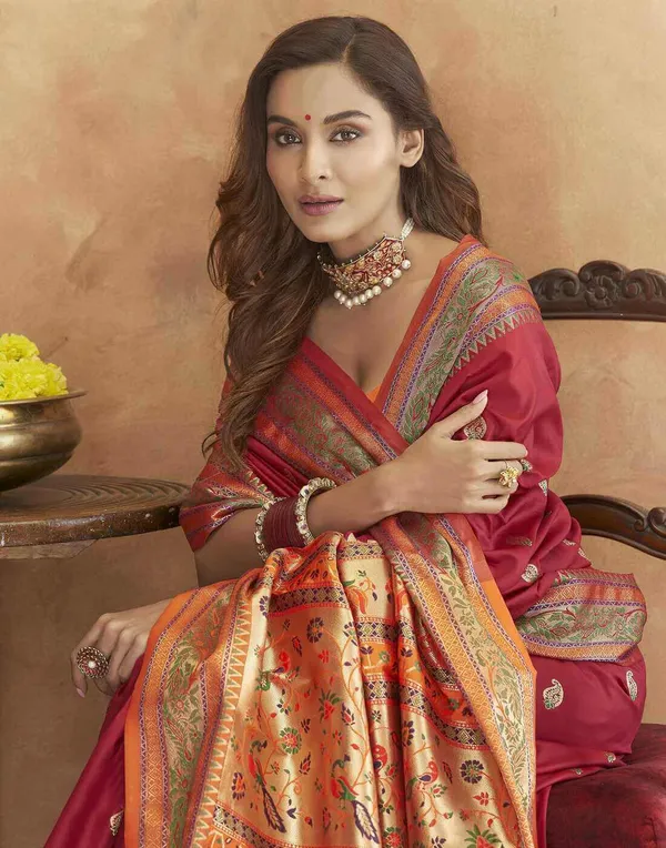Maroon_Soft_Paithani_Silk_With_Meenakari_Weaving_Design_Pallu_Saree