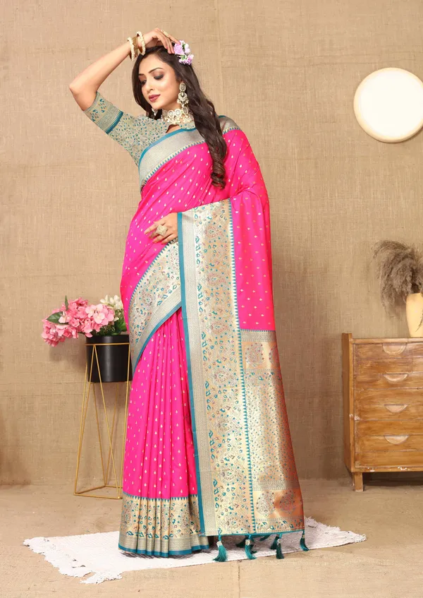 Pink_Soft_Silk_With_Zari_Weaving_Design_And_Rich_Zari_Weaving_Pallu_Saree