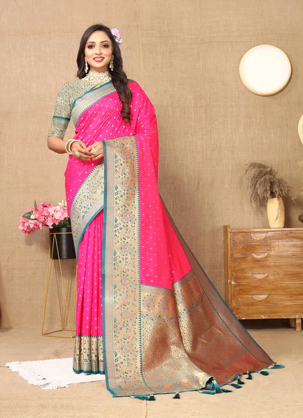 Pink_Soft_Silk_With_Zari_Weaving_Design_And_Rich_Zari_Weaving_Pallu_Saree