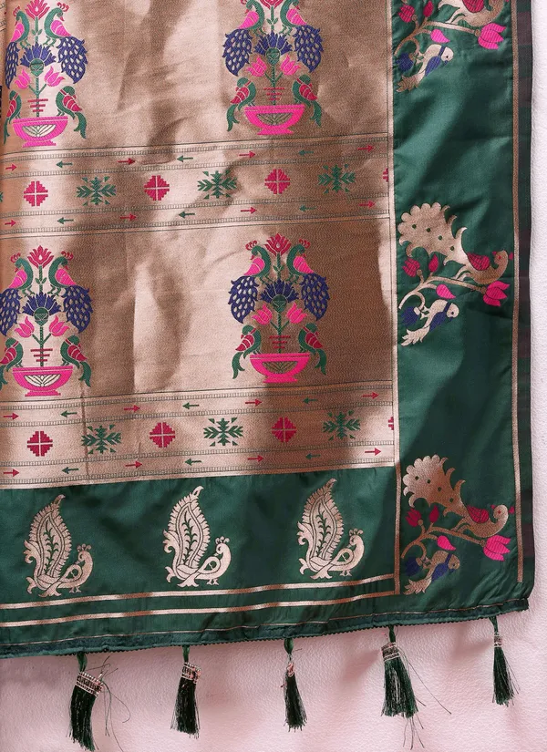 Green_Soft_Paithani_Silk_With_Copper_Zari_Weaving_Motifs_And_Rich_Zari_Weaving_Pallu_Saree